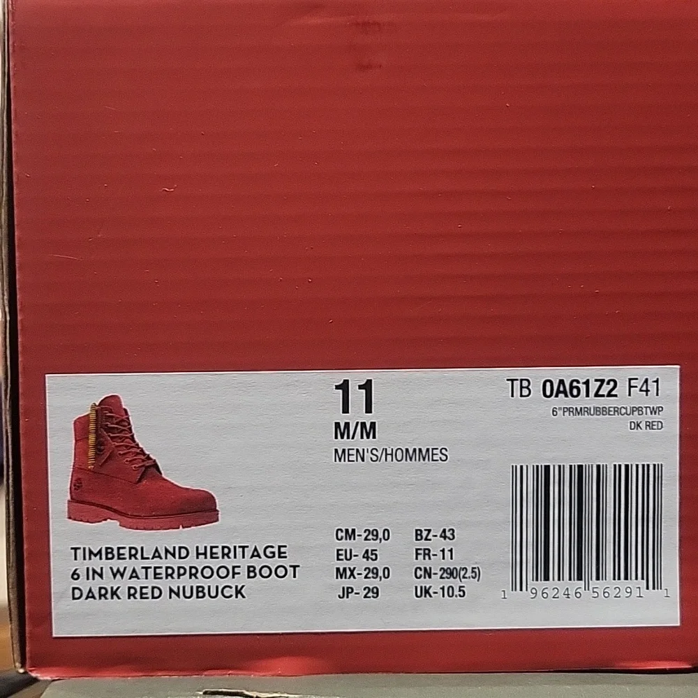 Timberland 6 Inch Premium Waterproof Boot Triple Red Mens New TB0A61Z2F41 - Picture 8 of 10